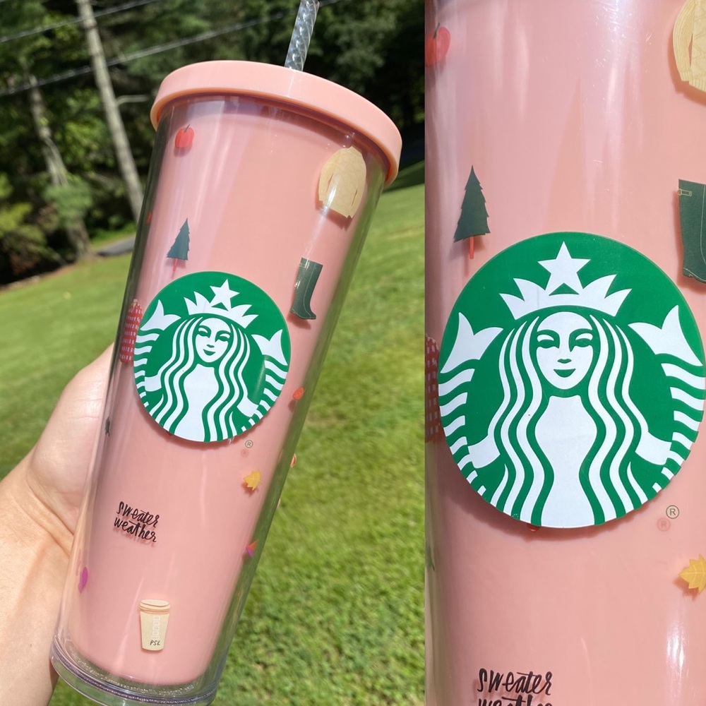 . Starbucks + Ban.do HTF Pink Sweater Weather Pumpkin Spice Tumbler/Cold Cup - Picture 1 of 15